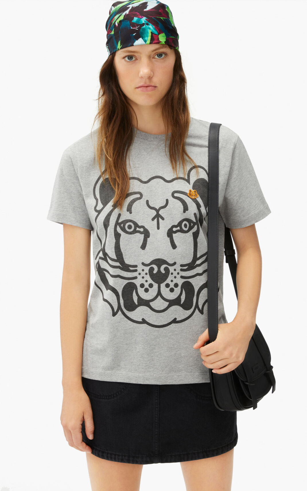 T Shirt Kenzo Femme K Tiger loose fitting Grise HIGWL-0371